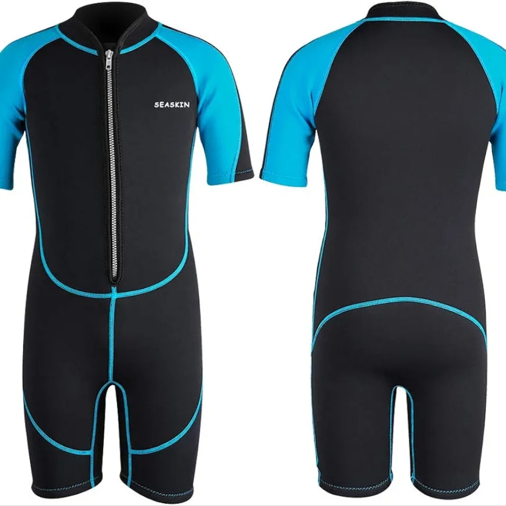 Seaskin Black and Blue Boys Wetsuit